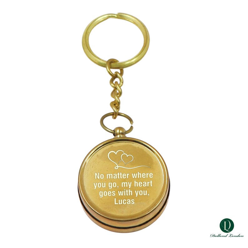 Brass Compass Keychain view 8