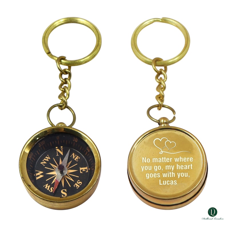 Brass Compass Keychain view 12