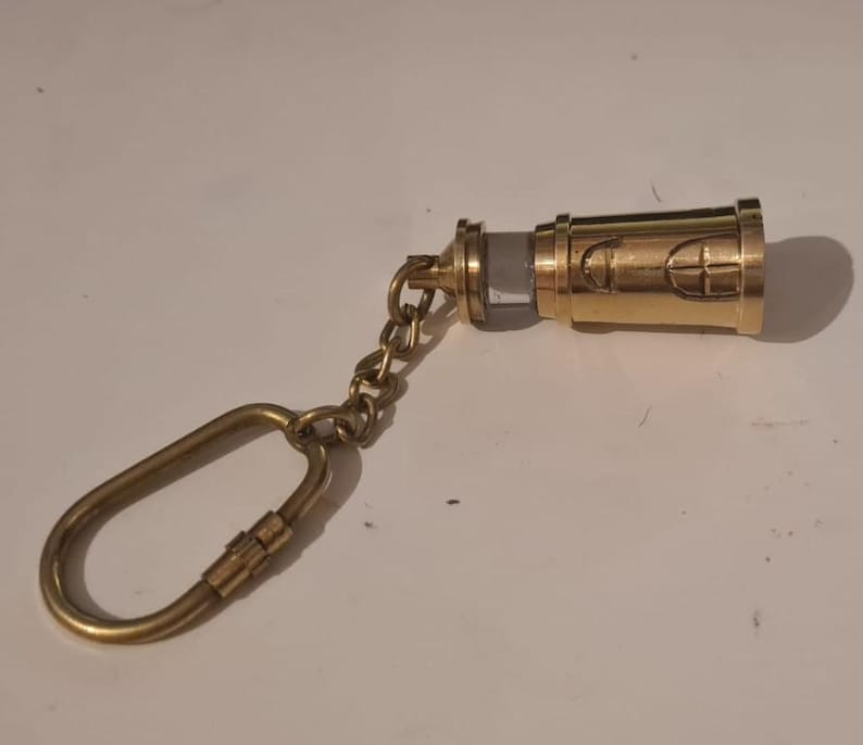 Retro Brass Miner's Lamp Keyring view 2