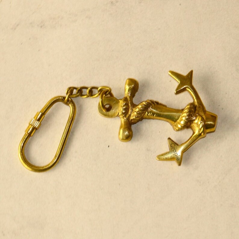 Handcrafted Brass Anchor Keychain view 5
