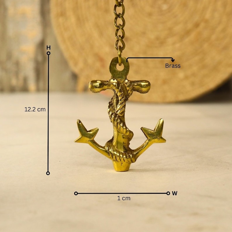 Handcrafted Brass Anchor Keychain view 7