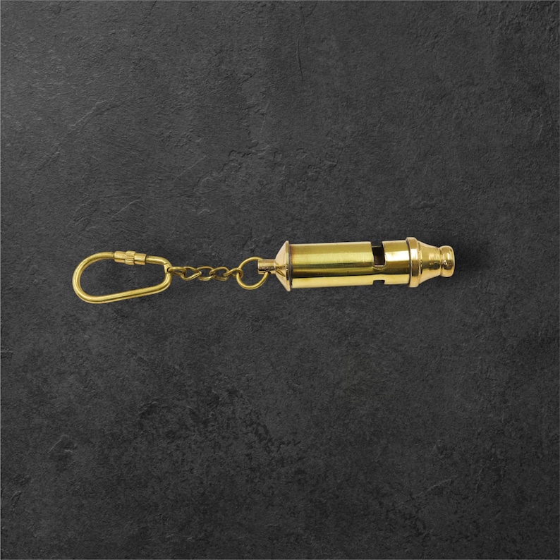 Brass Metropolitan Police Whistle Keychain view 5