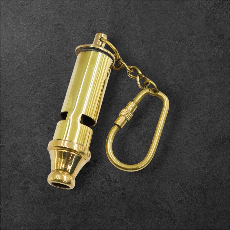 Brass Metropolitan Police Whistle Keychain view 6