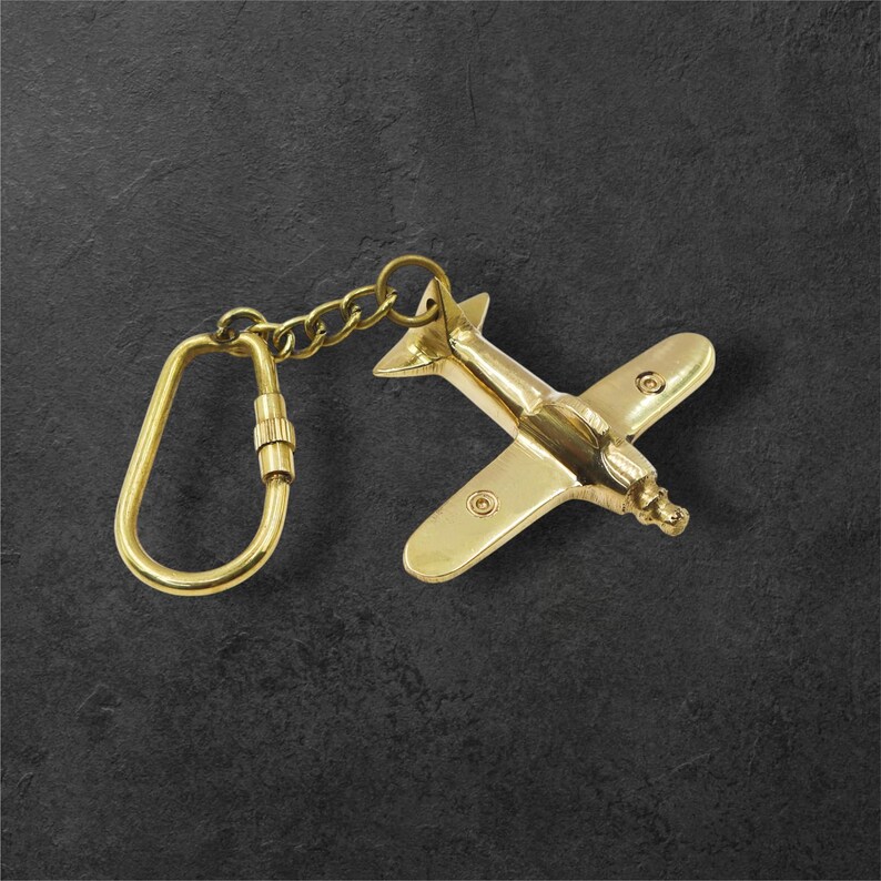 Vintage Brass Airplane Keyring view 4
