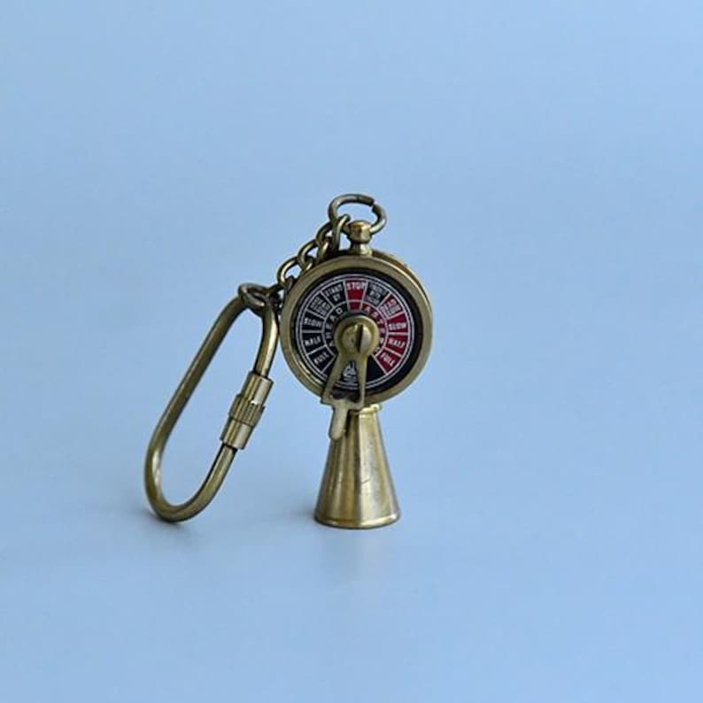 Nautical Brass Ship Telegraph Keychain view 2