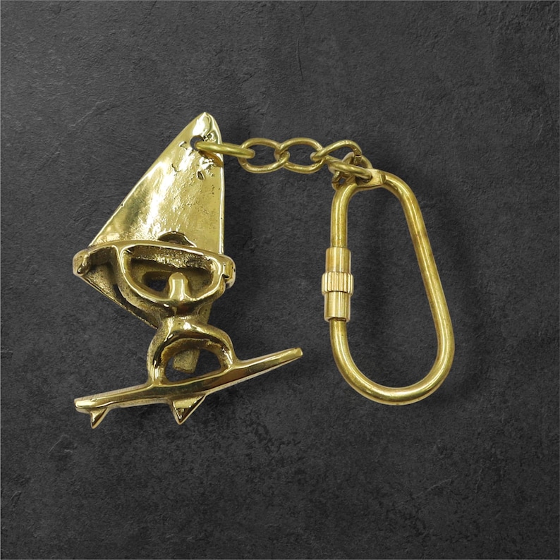 Brass Windsurfing Board Keyring view 10