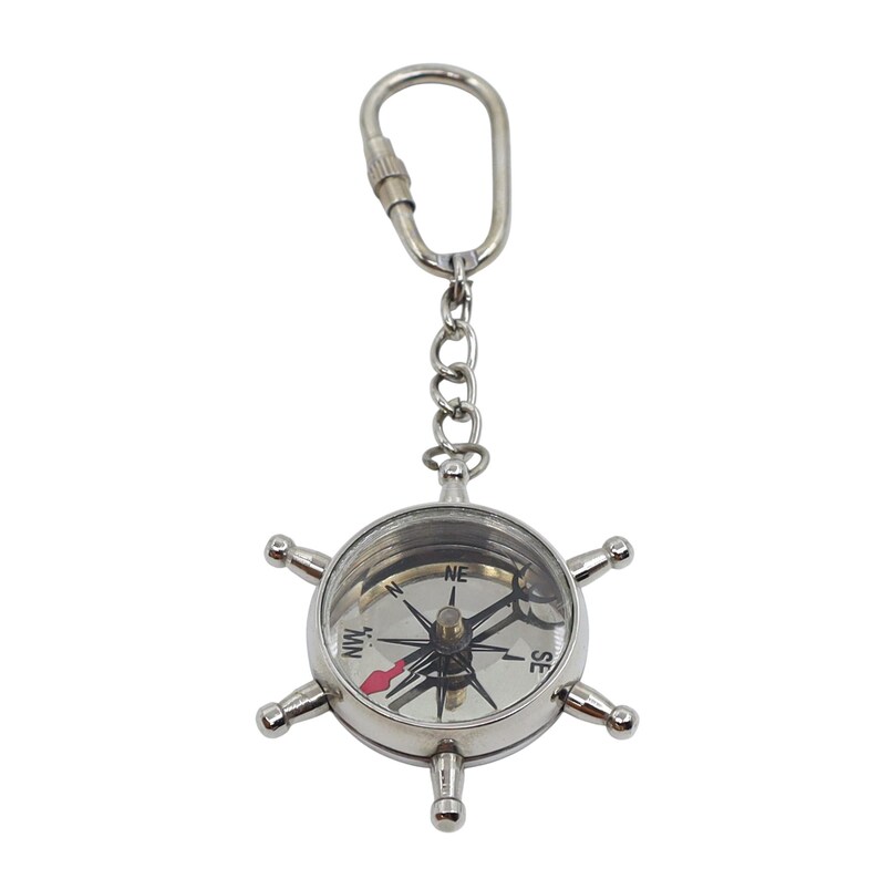 Brass Ship Wheel and Compass Keychain view 15