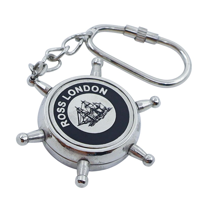 Brass Ship Wheel and Compass Keychain view 16
