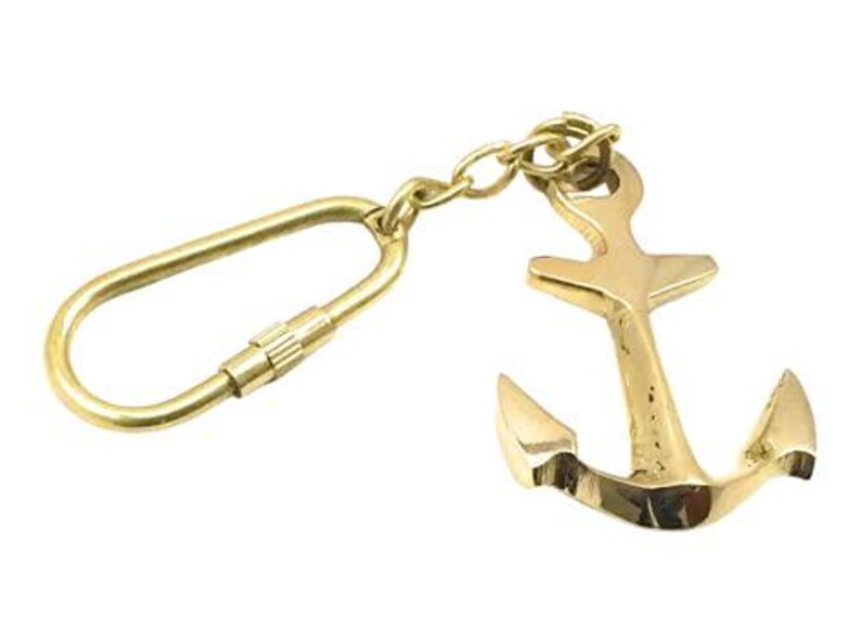 Brass Anchor Keyring view 2
