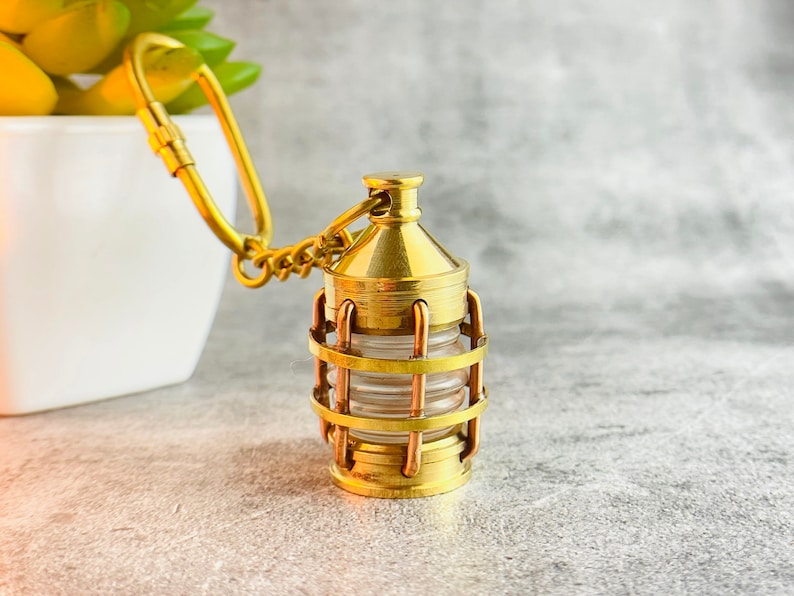 Nautical Brass Ship Lantern Keychain view 2
