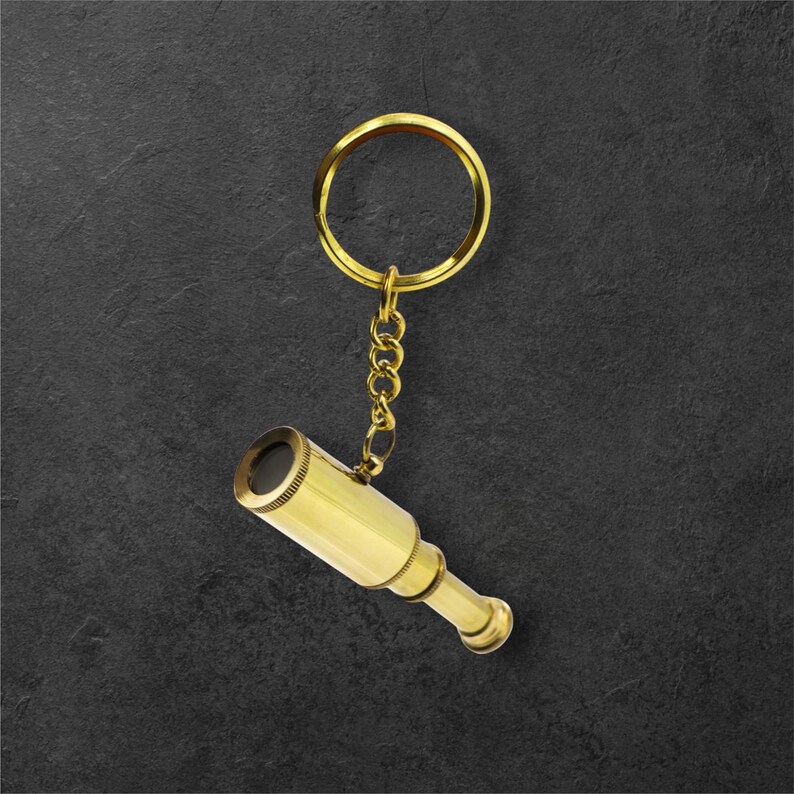Vintage Brass Telescope and Anchor Keychain view 6