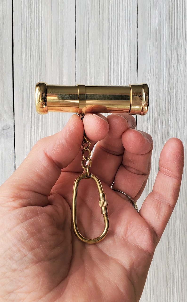Mini Brass and Chrome Telescope Keychain view 8