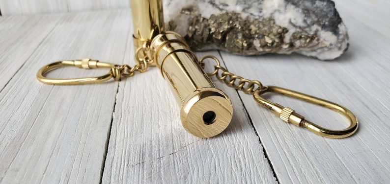 Mini Brass and Chrome Telescope Keychain view 9