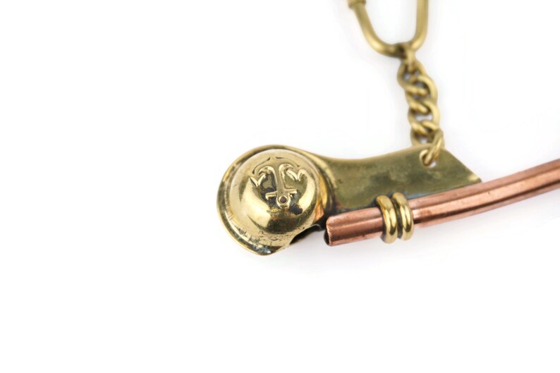 Vintage Brass Boatswain Whistle Keychain view 10
