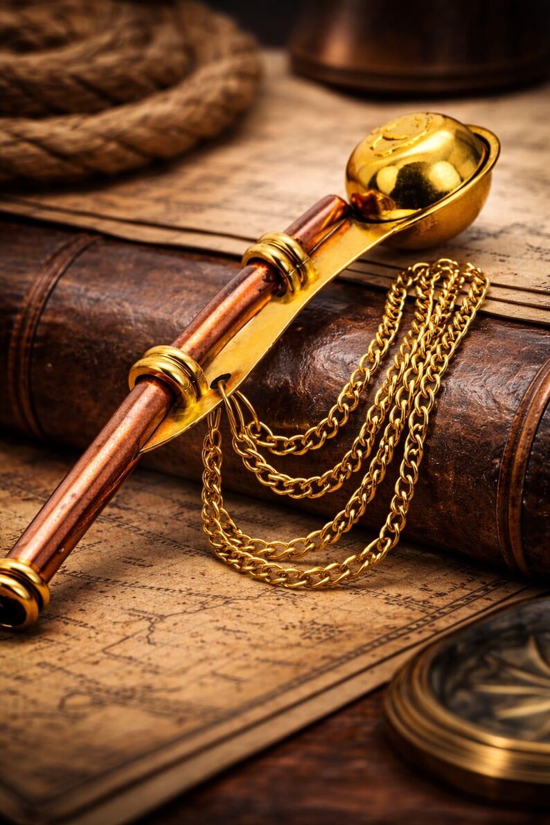 Solid Brass and Copper Boatswain Pipe Keychain view 3