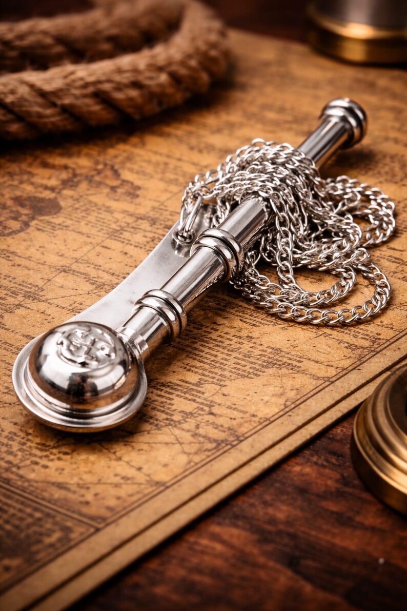 Solid Brass and Copper Boatswain Pipe Keychain view 7