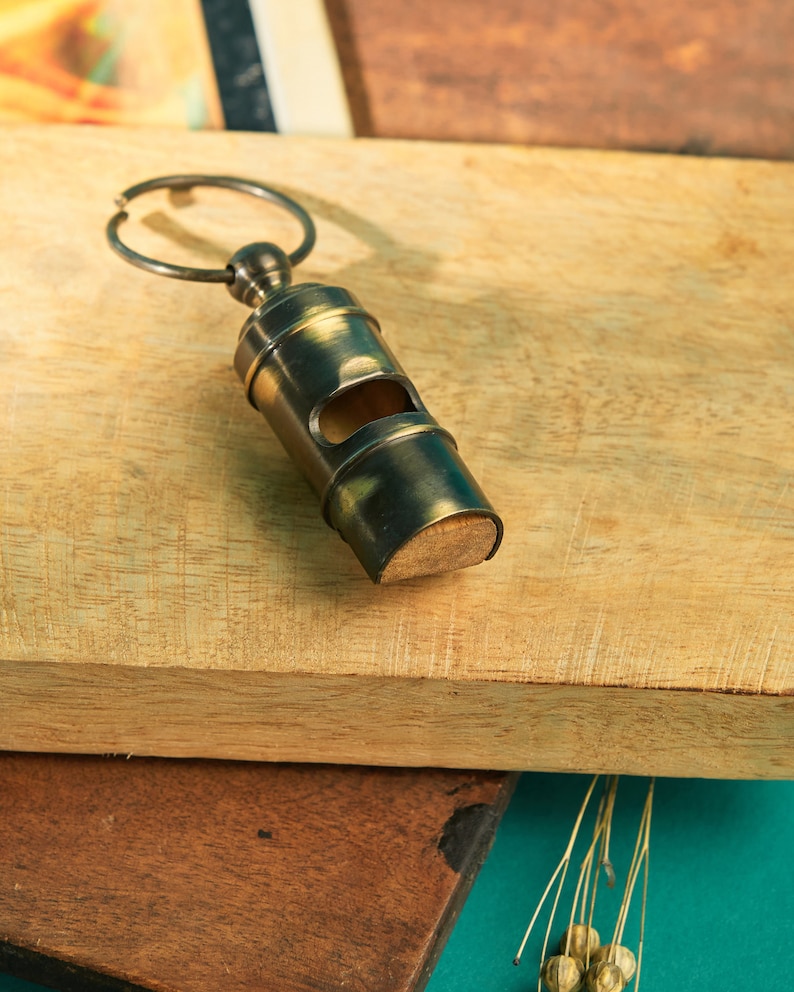 Solid Brass Titanic Whistle Ornament Keychain view 2
