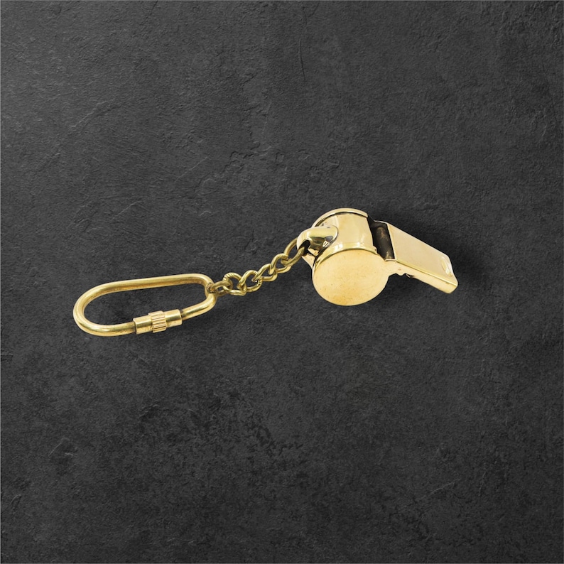 Brass Boatswain Whistle Keychain view 3