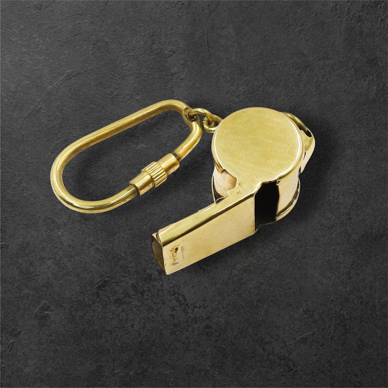 Brass Boatswain Whistle Keychain view 4