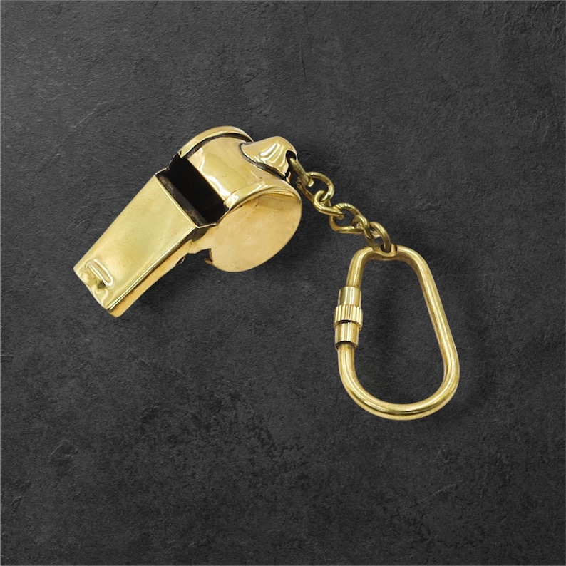 Brass Boatswain Whistle Keychain view 10