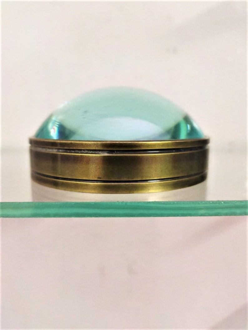 Vintage Brass Desk Dome Magnifier 3" view 7