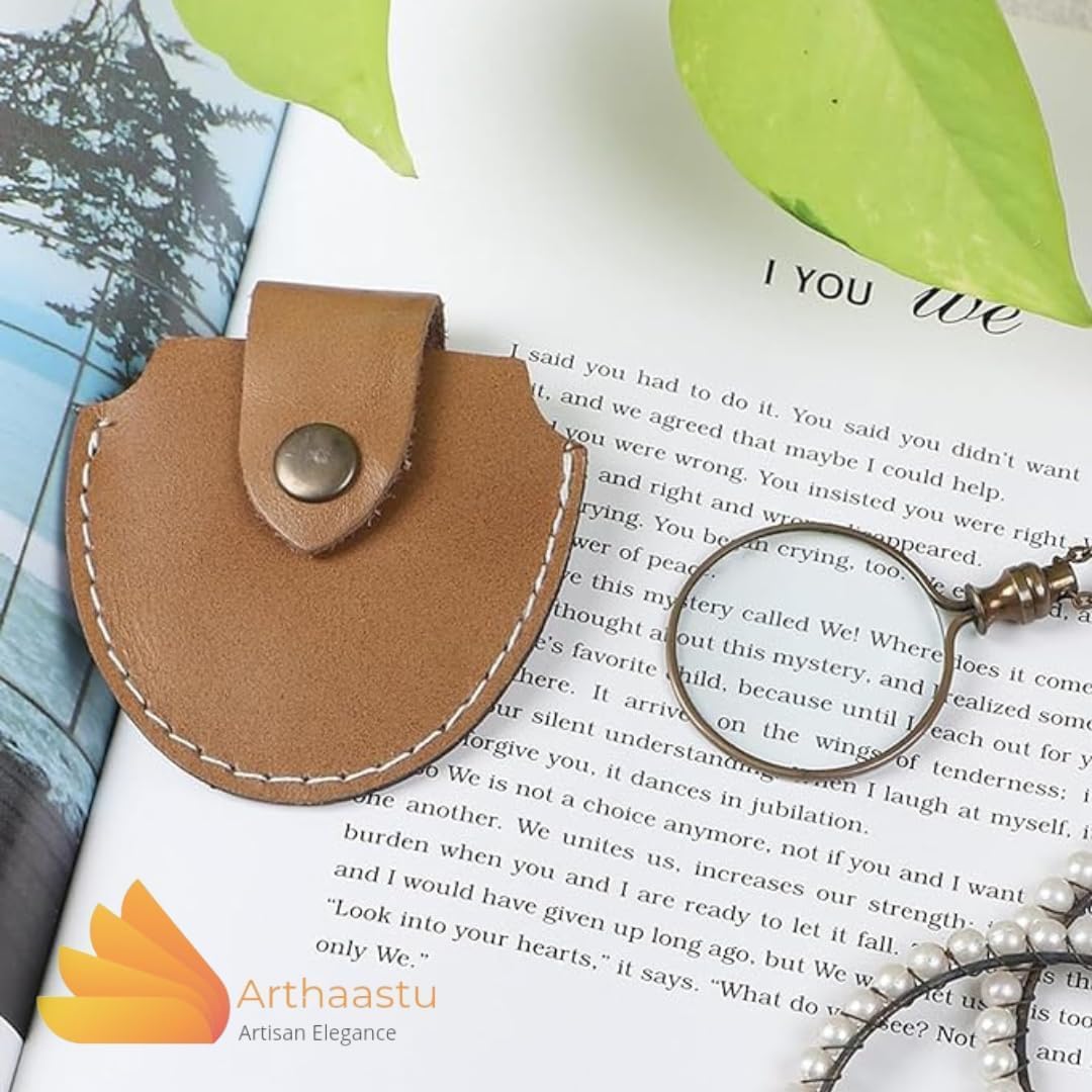 Brass Pendant Magnifier 1" with Soft Light Brown PU Leather Case view 6