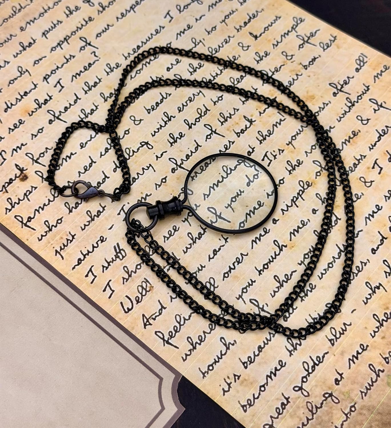 Brass Steampunk Monocle Pendant Magnifier 1.5" with Chain view 7