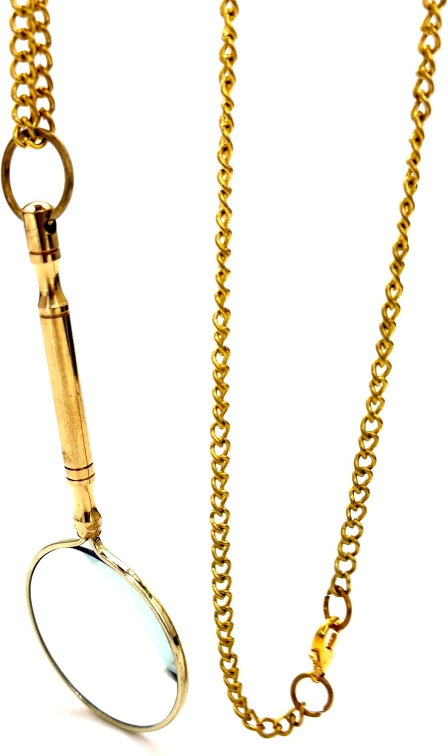 Brass Monocle Pendant Magnifier 1" with Steampunk Styling view 3