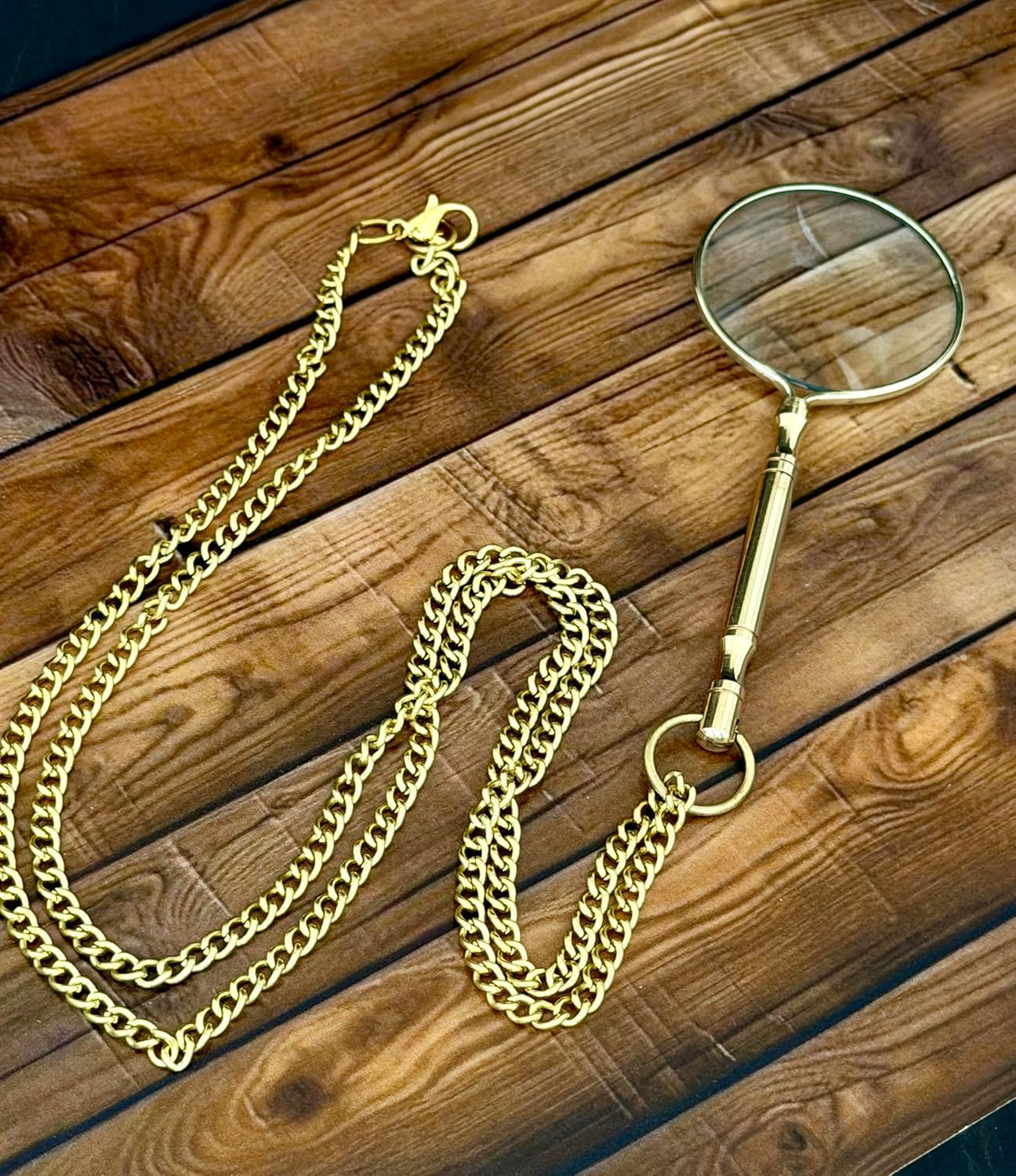 Brass Monocle Pendant Magnifier 1" with Steampunk Styling view 8