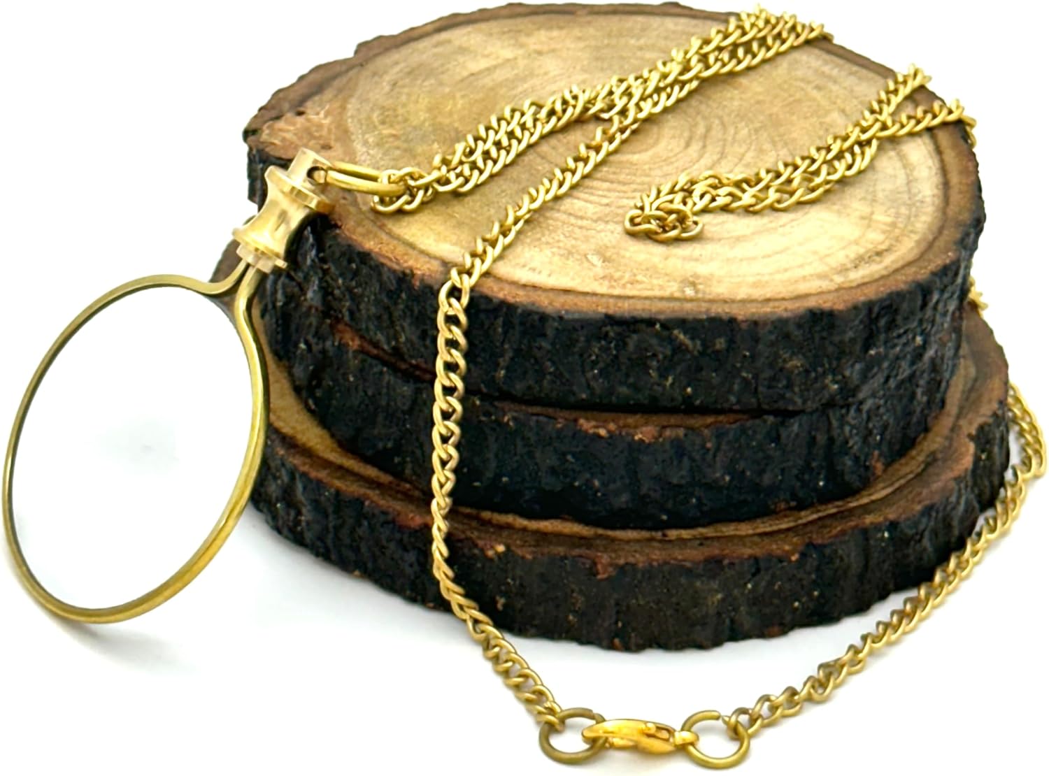 Polished Brass Pendant Magnifier 1.75" with 15" Chain view 5