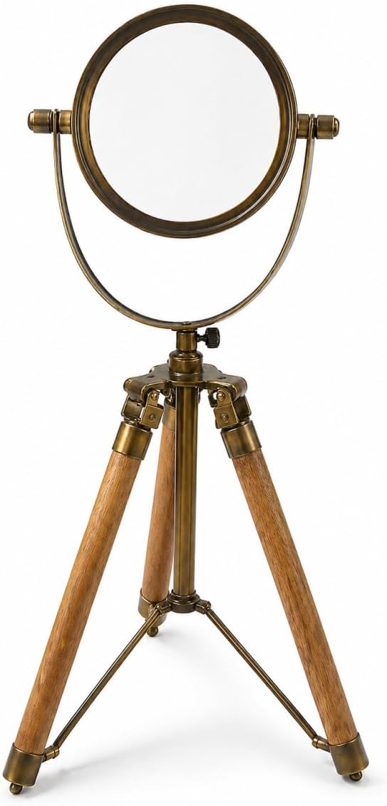 Brass Magnifier 4" on Three-Legged Wooden Tripod Stand view 5