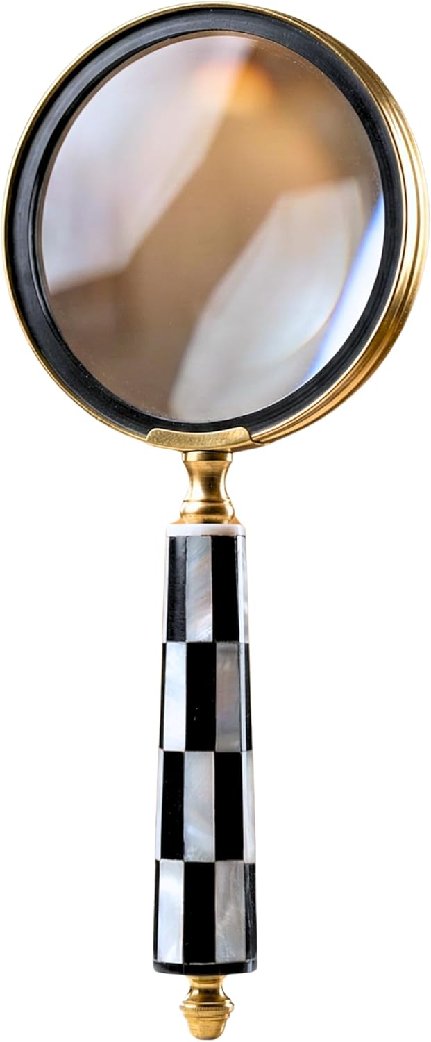 Brass Handheld Magnifier 3.5" with Vintage Handle Profile view 4