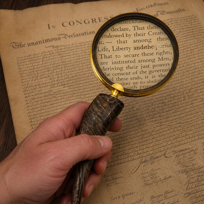 Brass Handheld Magnifier 4" with Bovine Horn Handle view 6
