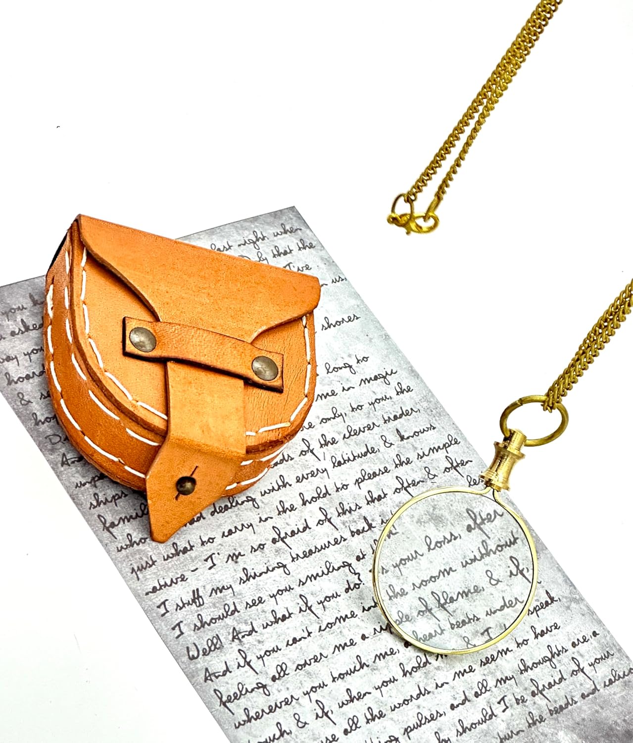Polished Brass Pendant Magnifier 1.75" with 15" Chain view 6