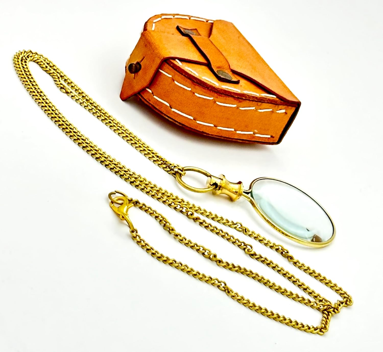 Polished Brass Pendant Magnifier 1.75" with 15" Chain view 9