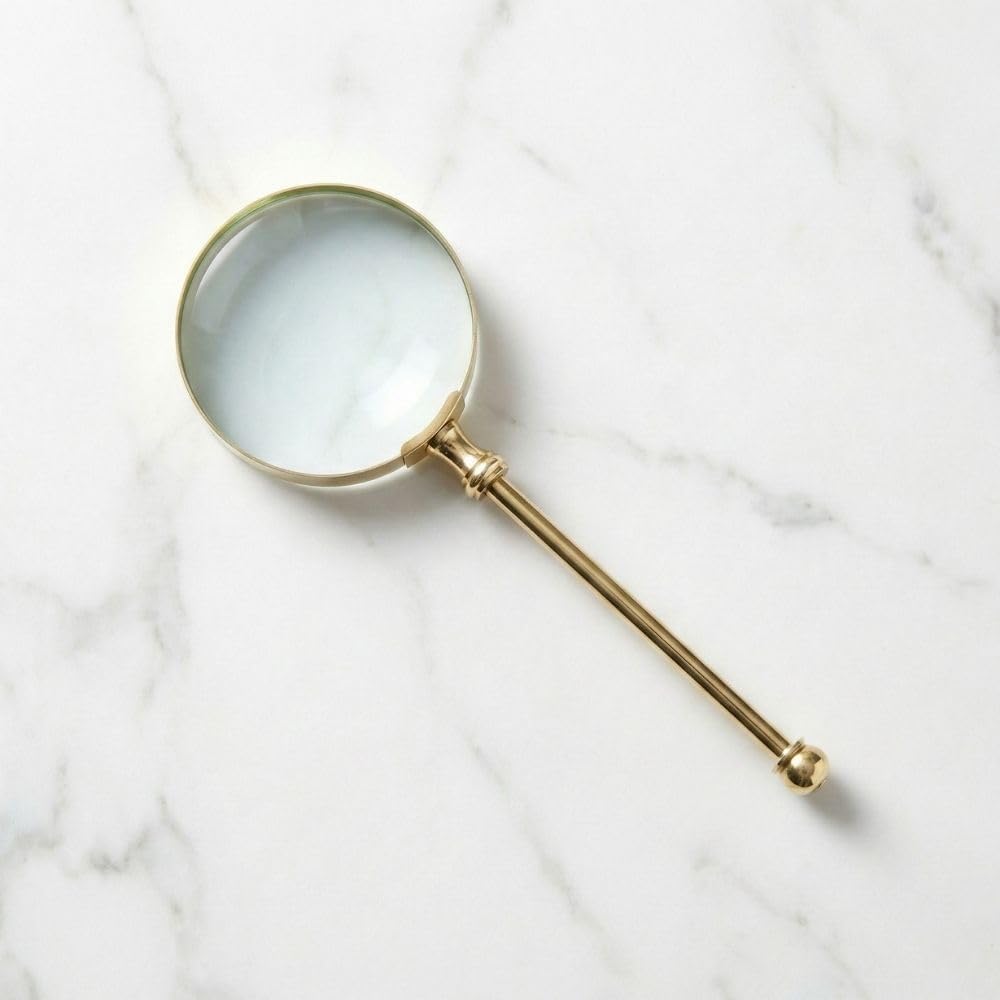 All-Brass Handheld Magnifier 3" with Steampunk Detailing view 8