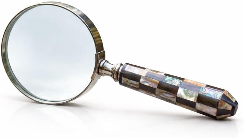 Vintage Brass Handheld Magnifier 3.5" with Wooden Handle and Wooden Box view 11