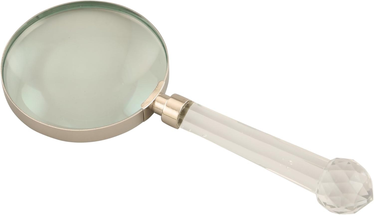 Chrome Nickel Frame Handheld Magnifier 4" with Crystal Plastic Handle view 2