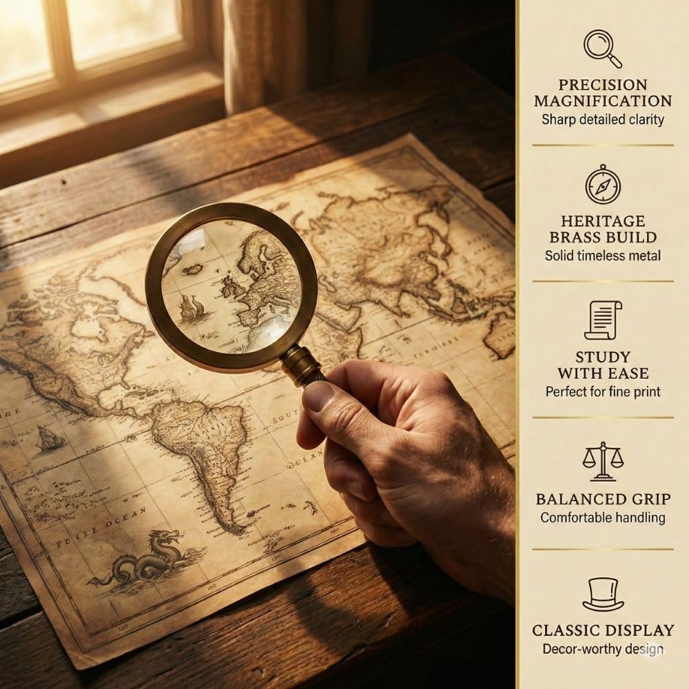 All-Brass Handheld Magnifier 2.75" with Ergonomic Handle view 6