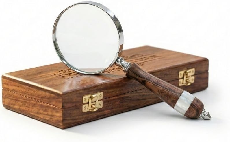 Brass Frame Handheld Magnifier 4" with Mother of Pearl Handle view 11