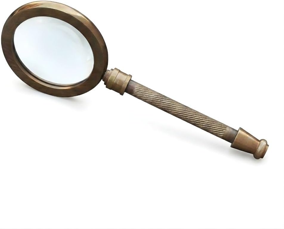 Brass Frame Handheld Magnifier 4" with Mother of Pearl Handle view 12