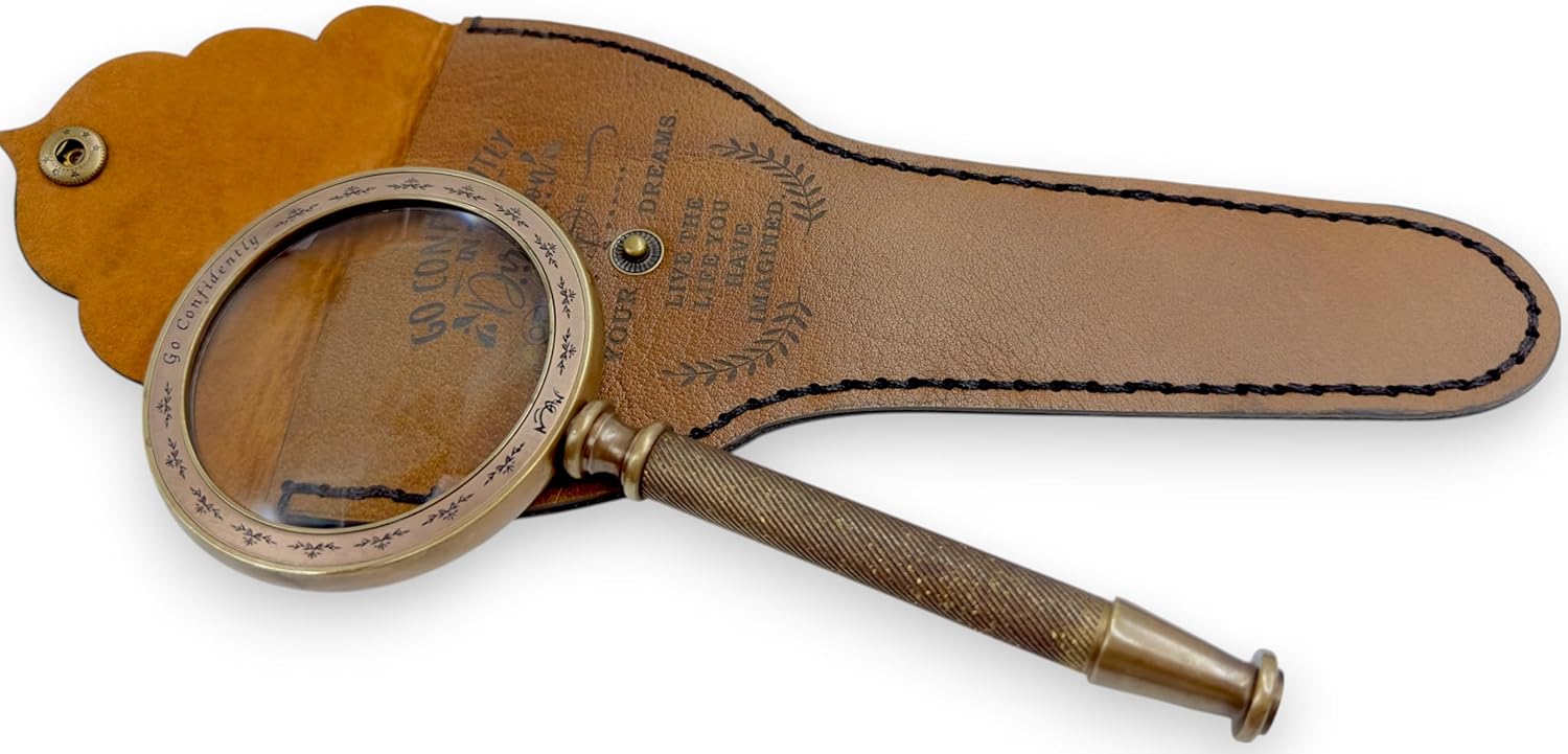 All-Brass Handheld Magnifier 3.2" with Bible Verse Engraving and Leather Case view 9