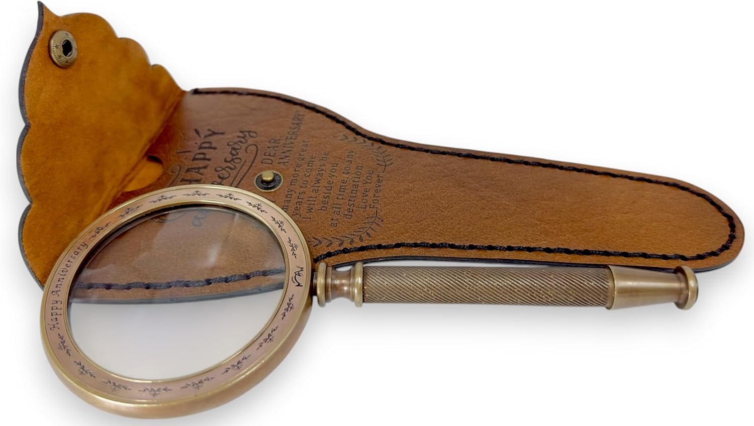 All-Brass Handheld Magnifier 3.2" with Bible Verse Engraving and Leather Case view 11