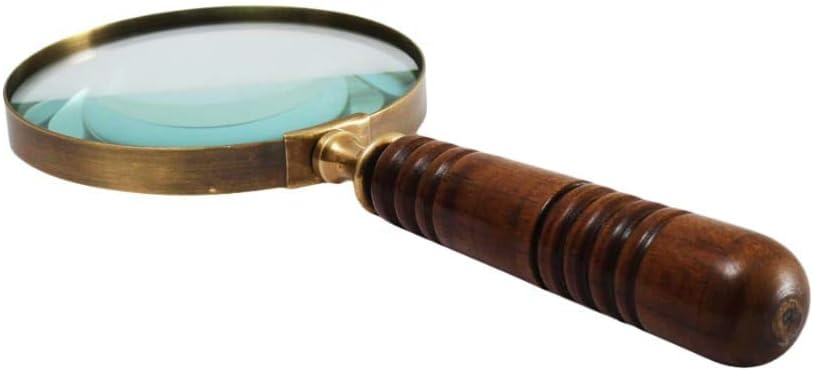 Brass Frame Handheld Magnifier 4" with Wooden Handle view 4