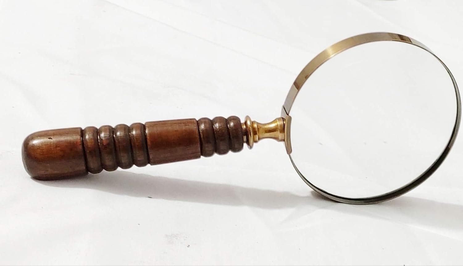 Brass Frame Handheld Magnifier 4" with Wooden Handle view 5