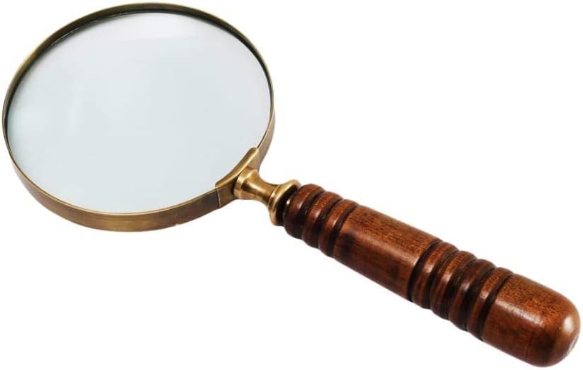Brass Frame Handheld Magnifier 4" with Wooden Handle view 7