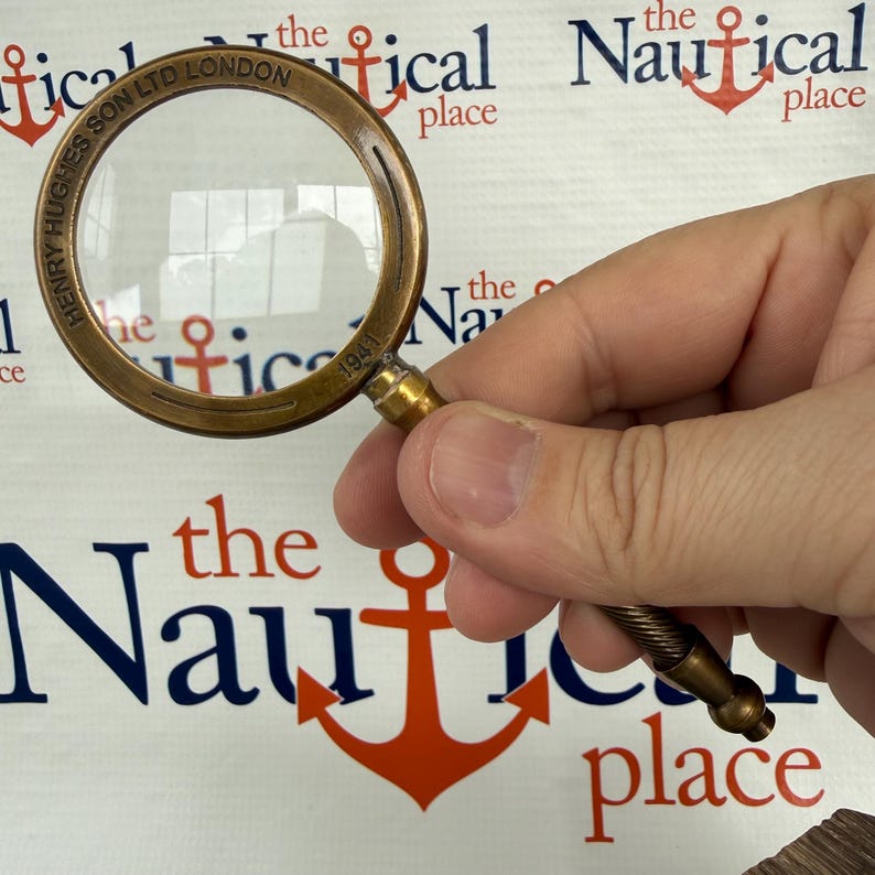 All-Brass Handheld Magnifier 2.25" with Henry Hughes Son Ltd London Inscription view 4