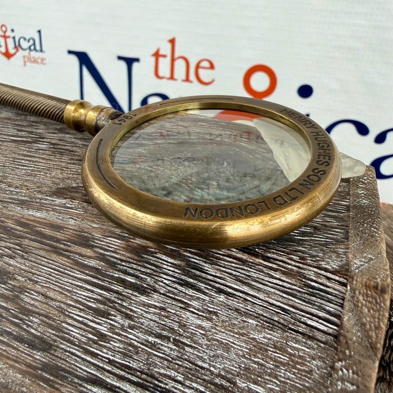 All-Brass Handheld Magnifier 2.25" with Henry Hughes Son Ltd London Inscription view 6