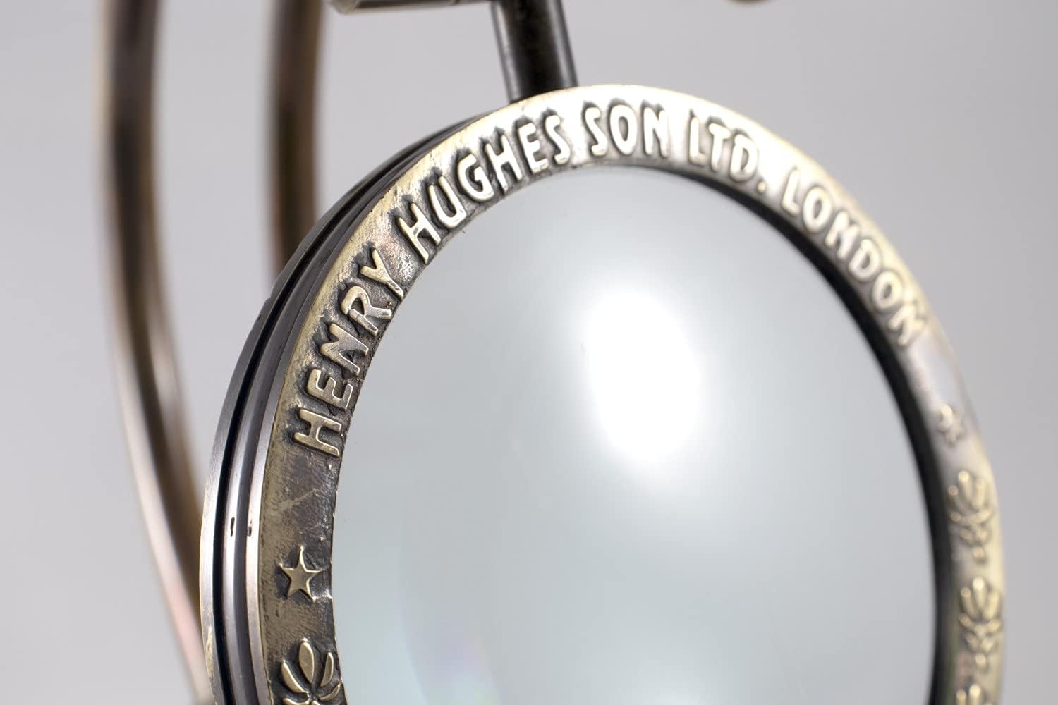 All-Brass Magnifier 4" on Adjustable Wooden Base — Henry Hughes and Sons Ltd London view 5