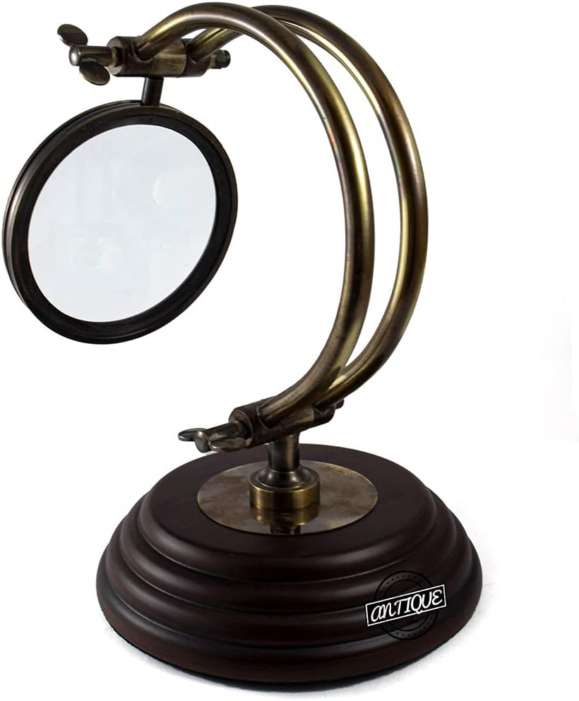 All-Brass Magnifier 4" on Adjustable Wooden Base — Henry Hughes and Sons Ltd London view 8